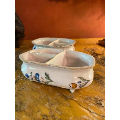 Rare Pair Of Salerons Or Grocers With Three Compartments XVIII Eme Century