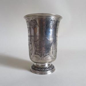 Large Silver Timpani With Engraved Rocaille Paris Decor Late 18th Century