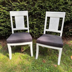 Pair Of Empire Period Chairs, Early 19th Century 