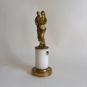 Madonna, Empire Period, Gilt Bronze Statuette, Marble, Late 18th/early 19th Century 