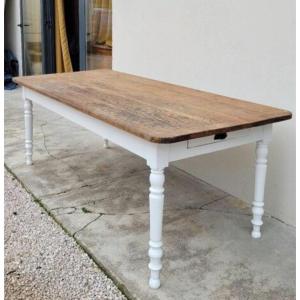 Rustic Oak Bistro Farm Table Louis Philippe Base 