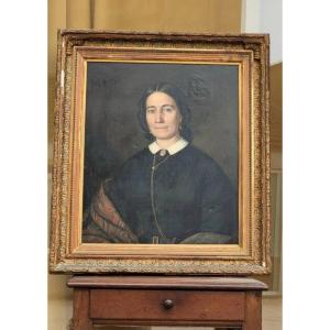 Painting Portrait Oil On Canvas Of A Woman 19th Signed 