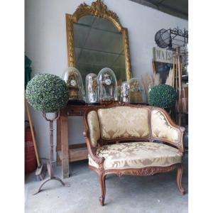 Louis XV Bergère Armchair In Carved Walnut 19th 