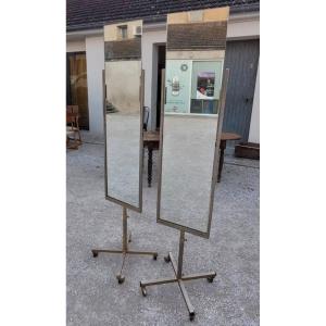 Pair Of Old Vintage Clothing Store Mirrors 1950s Design