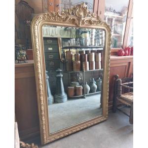 Louis XV Mirror In Gilded Wood With Gold Leaf 19th Decorated