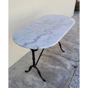 Beautiful Bistro Restaurant Table, Quality Antique Cast Iron And Marble Manufacture