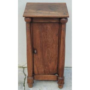 Elegant Empire Period Bedside Table Or Nightstand With Detached Columns In Walnut 19th Century