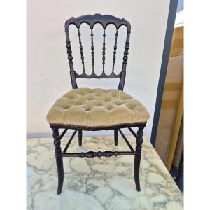Magnificent And Elegant Napoleon III Period Chair In Original Blackened Wood