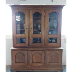 Two-cut Display Cabinet Library, Quality 1950s Stamped Artisanal Manufacturing.