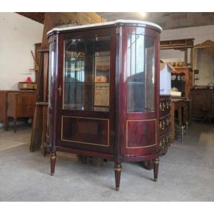Louis XVI Style Curved Display Cabinet Or Silver Cabinet, Half-moon Shape