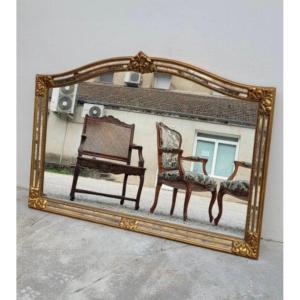 Antique 1960s Gilded Glass Mirror With Bead
