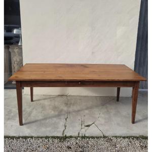 19th Century Rustic Solid Cherry Wood Farmhouse Table 