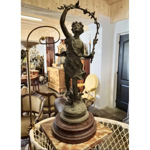 Hippolyte François Moreau Bronze The Bird Charmer Signed