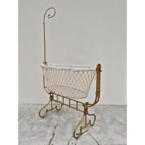 19th Century Brass Rocking Cradle