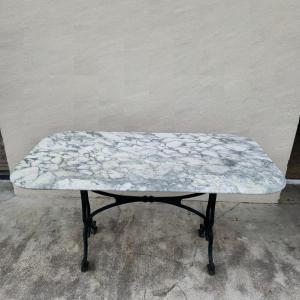 1.40m Cast Iron And Antique Marble Bistro Restaurant Table