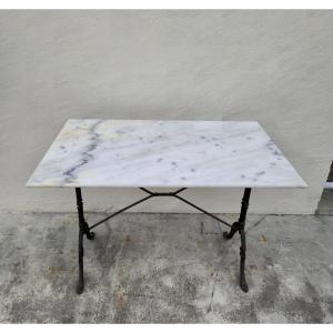 Antique Cast Iron And Marble Bistro Restaurant Table 