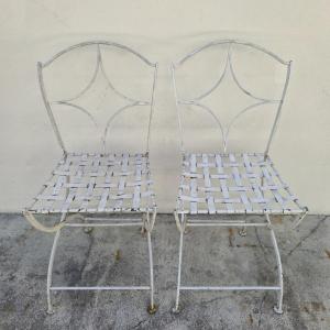 Pair Of 19th Century Wrought Iron Garden Chairs 