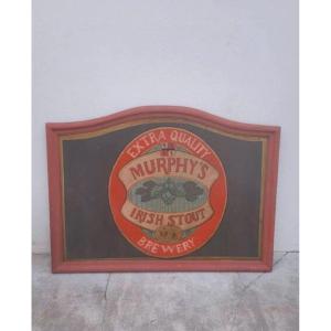 Antique Wooden Irish "murphy's" Beer Advertising Sign, Bistro Bar 