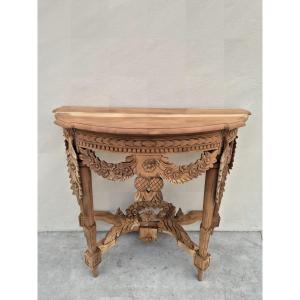 Louis XVI Style Half-moon Console In Fully Stripped Tech 
