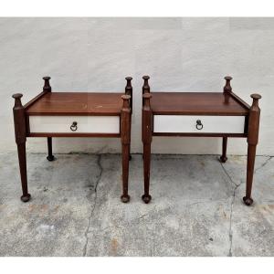 Pair Of Vintage 1970s Scandinavian Style Bedside Tables 