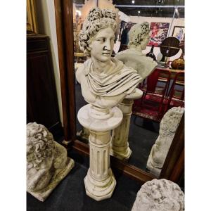 Column And Statue Made Of Reconstituted Stone 