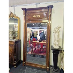 Empire Period Trumeau Mirror With Detached Columns In Mahogany And Gilt Bronze
