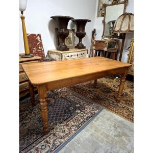 Antique Farmhouse Table In Solid Cherry Wood, Dating From The 19th Century - 1.60m