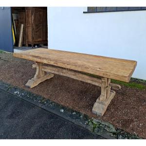 19th Century Solid Oak Monastery Farm Table, Completely Stripped 