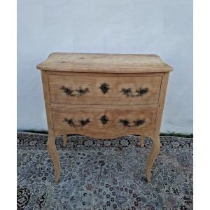 Antique Louis XV Style Chest Of Drawers, Completely Stripped, With Two Drawers 