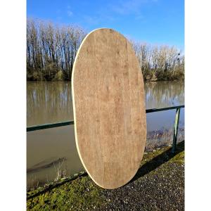 Antique Solid Oak Tabletop From The 19th Century, Stripped 