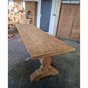 Farmhouse/monastery Table In Solid Oak, Completely Stripped, Circa 1900