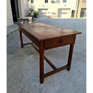 Antique Rustic Monastery Farm Table, 19th Century, Made Of Walnut 