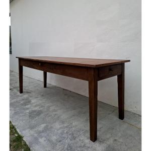 Antique Rustic Farmhouse Table With Two Drawers, Circa 1900s 