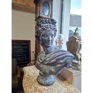Statue Bust Of Apollo Greek God In Cast Iron