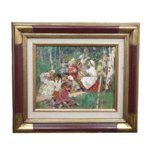 Painting "children's Meal", By Vladimir Samokhine (1938)