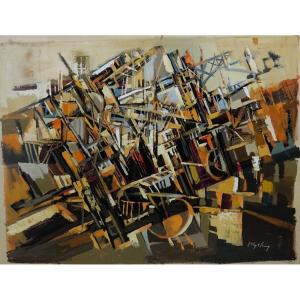 Russian Or Eastern School, 20th Century, Cubo-futurist Composition, Gouache On Paper, Signed