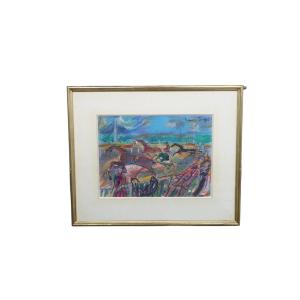 "the Sulky Race" Pastel By Maurice Empi