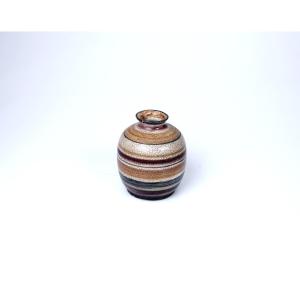 Glazed Stoneware Ball Vase By Fritz Hudler