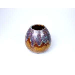 Glazed Ceramic Ball Vase With Drip Decoration By Atelier Primavera
