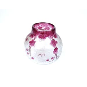 Globular Glass Vase Decorated With Flowers By François-théodore Legras 