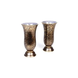 Pair Of Glazed Ceramic Vases With Sponge Decoration By Sèvres