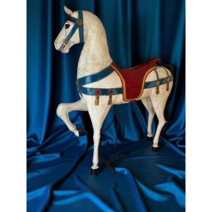 Wooden Carousel Horse Painted In The Style Of Friedrich Heyn