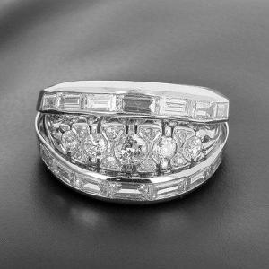 Bandeau Ring In 750 ‰ White Gold And Diamonds -b10296