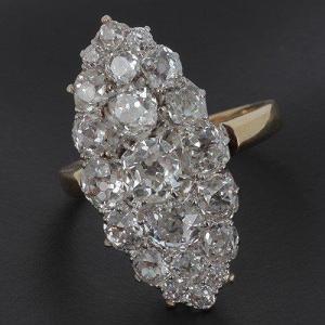 Old Marquise Ring In 750 ‰ Yellow Gold And Diamonds - B10284