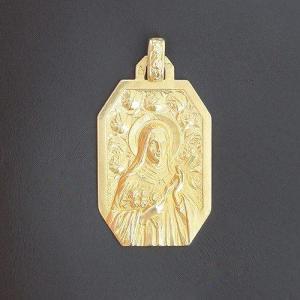 Augis & Mazzoni - Octagonal Medal In Yellow 750‰ Of The Virgin With The Veil -b10655