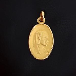 Medal Of The Virgin With Veil In Yellow Gold 750‰ -b10696