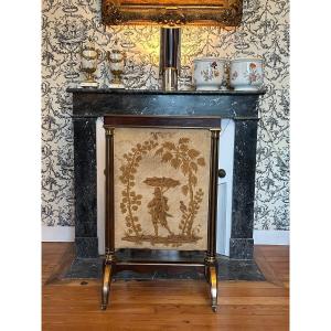 Directoire Style Firewall / Screen, Mahogany And Brass, 19th Century.