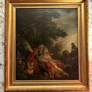 « vertumne Et Pomone » Hst 19e , Reprise De François Boucher (1749)