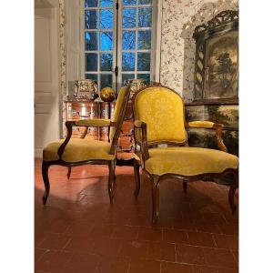 Pair Of Large Louis XV Period Armchairs