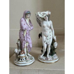 Pair Of Important Saxon Porcelain Subjects, Representing Summer And Winter